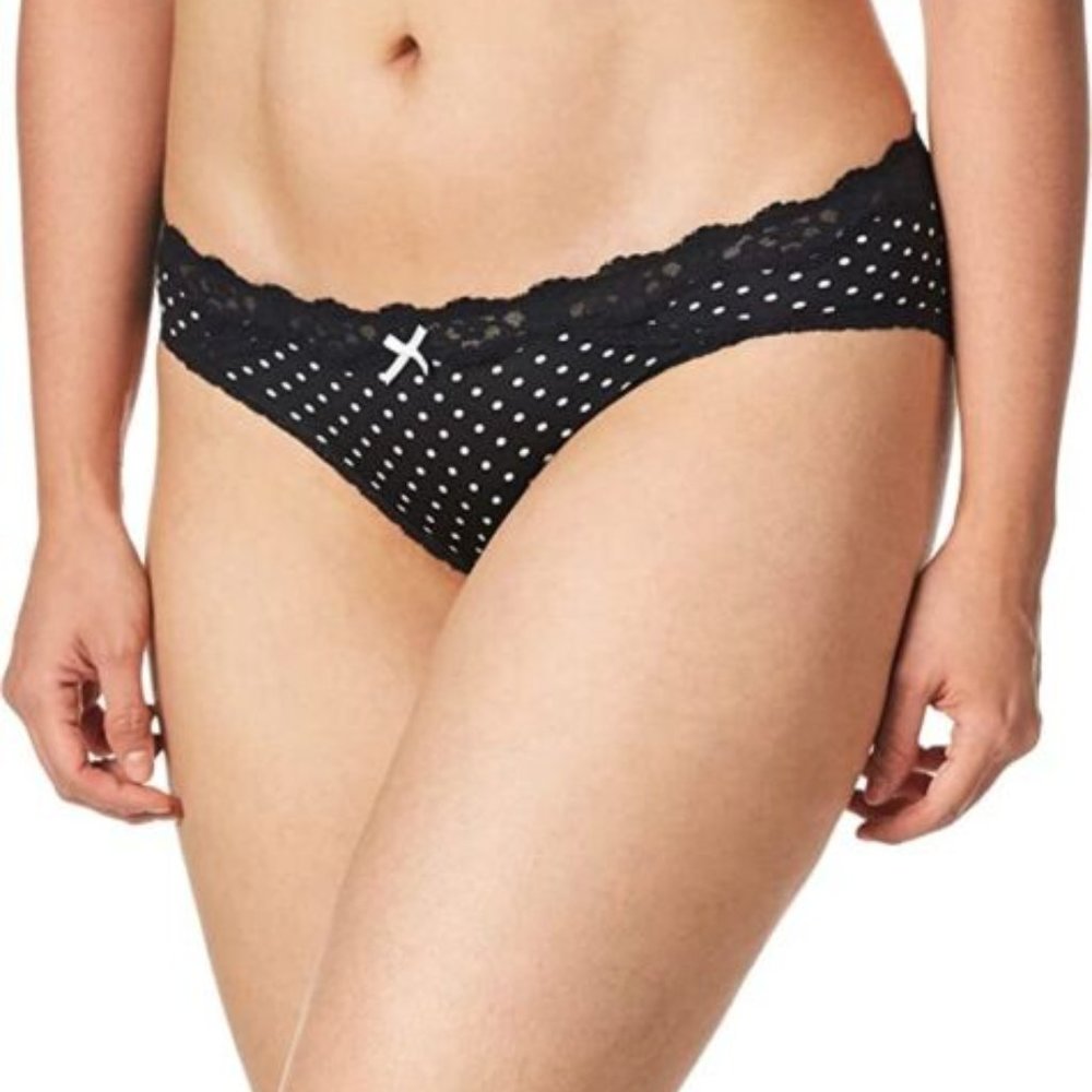 Maidenform NWT Darling Dot Black Lace Trim Sexy Bikini DM0016 XL /8
